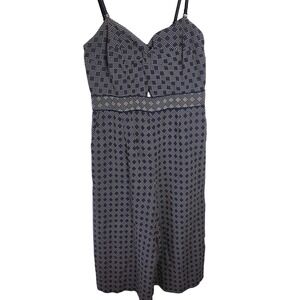 NWOT Elevenses Anthropologie Cotton Geometric Wide Leg Romper Size 12